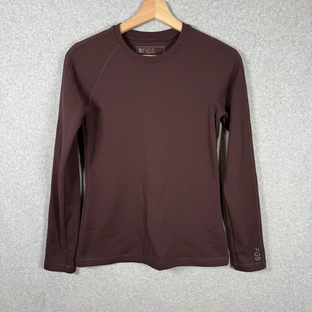 Figs Technical Waffle Print Womens XS Brown Seamless